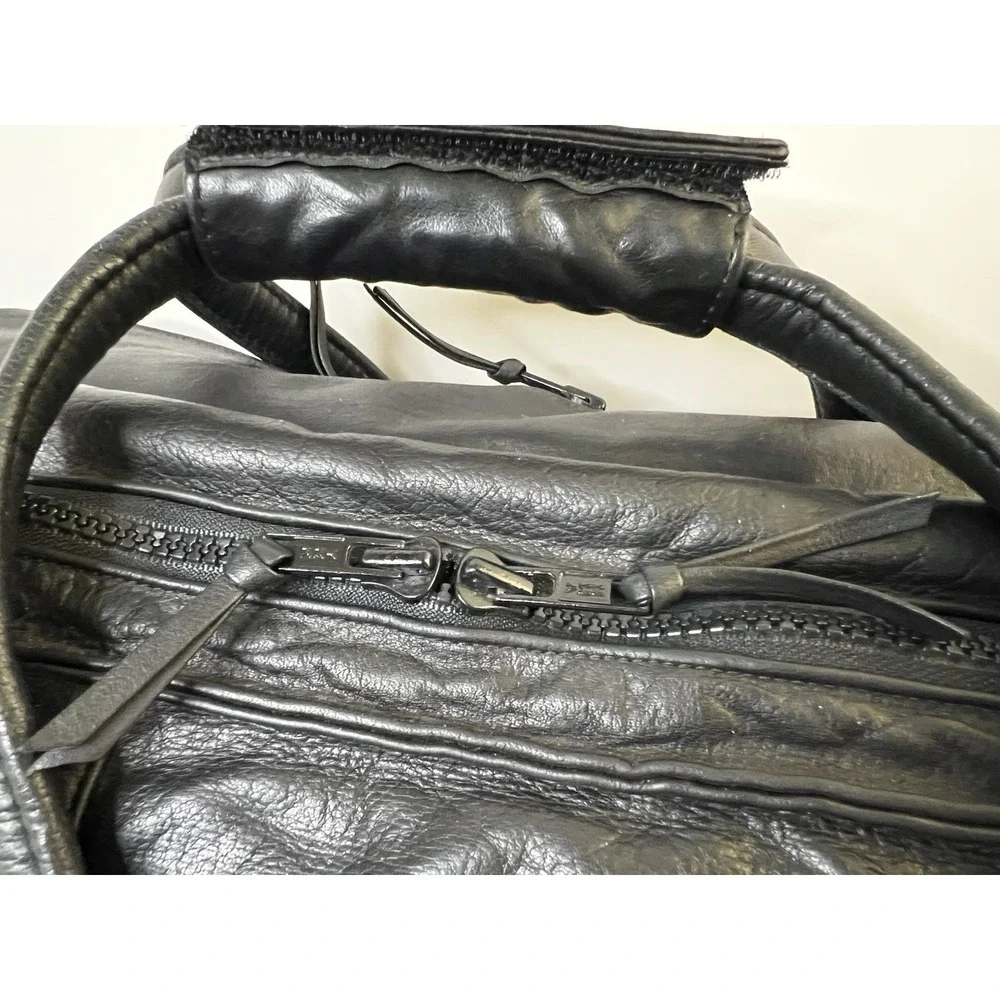 Vintage Stuart Kern America Leather Duffel Bag Black Large LA YULO Private Club